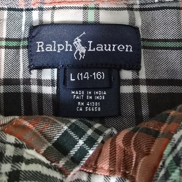 Ralph Lauren | Youth Boys Classic Fit 100% Cotton Plaid Button Down Shirt - Picture 3 of 16